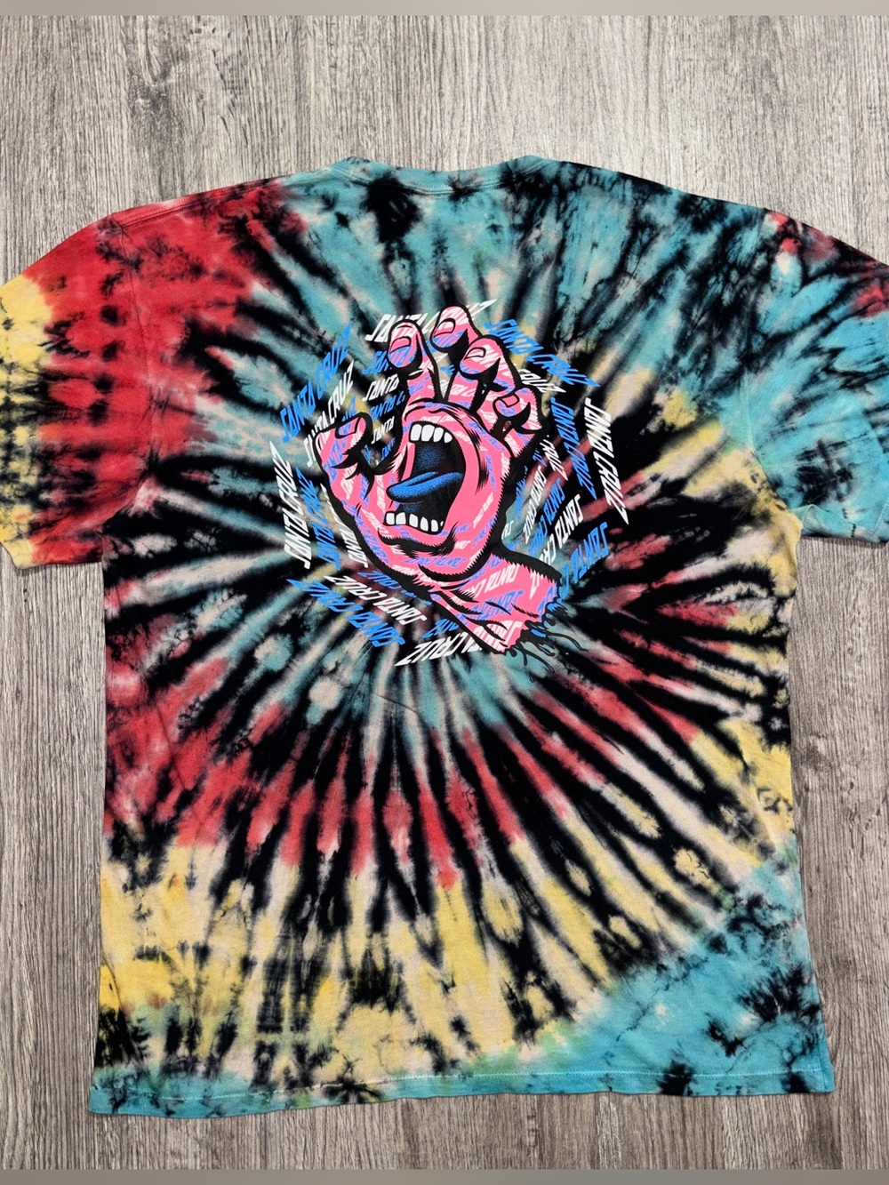 Santa Cruz Screaming Hand Tie Dye T-shirt Men’s Large Multicolor Lightweight